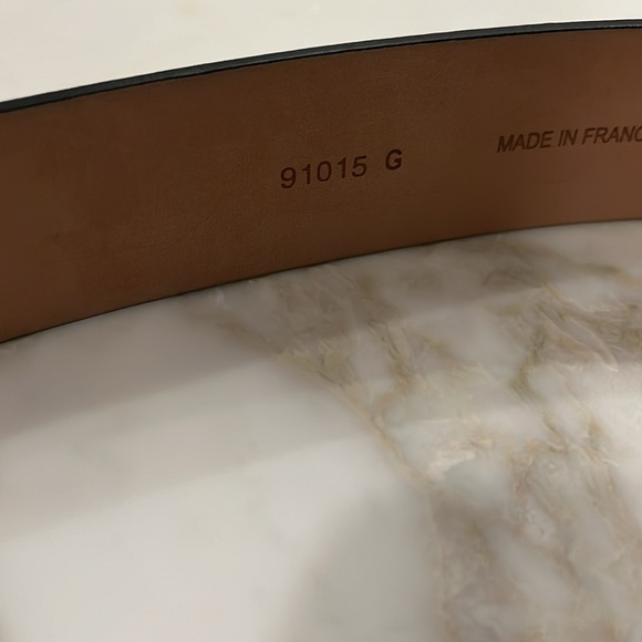 Maison Boinet Black Leather Belt 70/28mm single loop gold enclosure - Picture 4 of 7